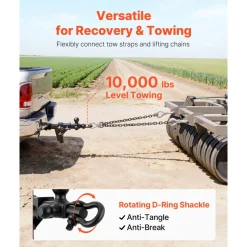 VEVOR Trailer Hitch Tri Ball Mount with D Shackle, Fit 2 Inch Receiver, 1-7/8 Inch, 2 Inch and 2-5/16 Inch Balls, 10000 lbs GTW, 6 Inch Drop, Towing Hitch for RVs, Off-Road Vehicles and Trucks