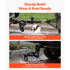 VEVOR Trailer Hitch Tri Ball Mount with D Shackle, Fit 2 Inch Receiver, 1-7/8 Inch, 2 Inch and 2-5/16 Inch Balls, 10000 lbs GTW, 6 Inch Drop, Towing Hitch for RVs, Off-Road Vehicles and Trucks