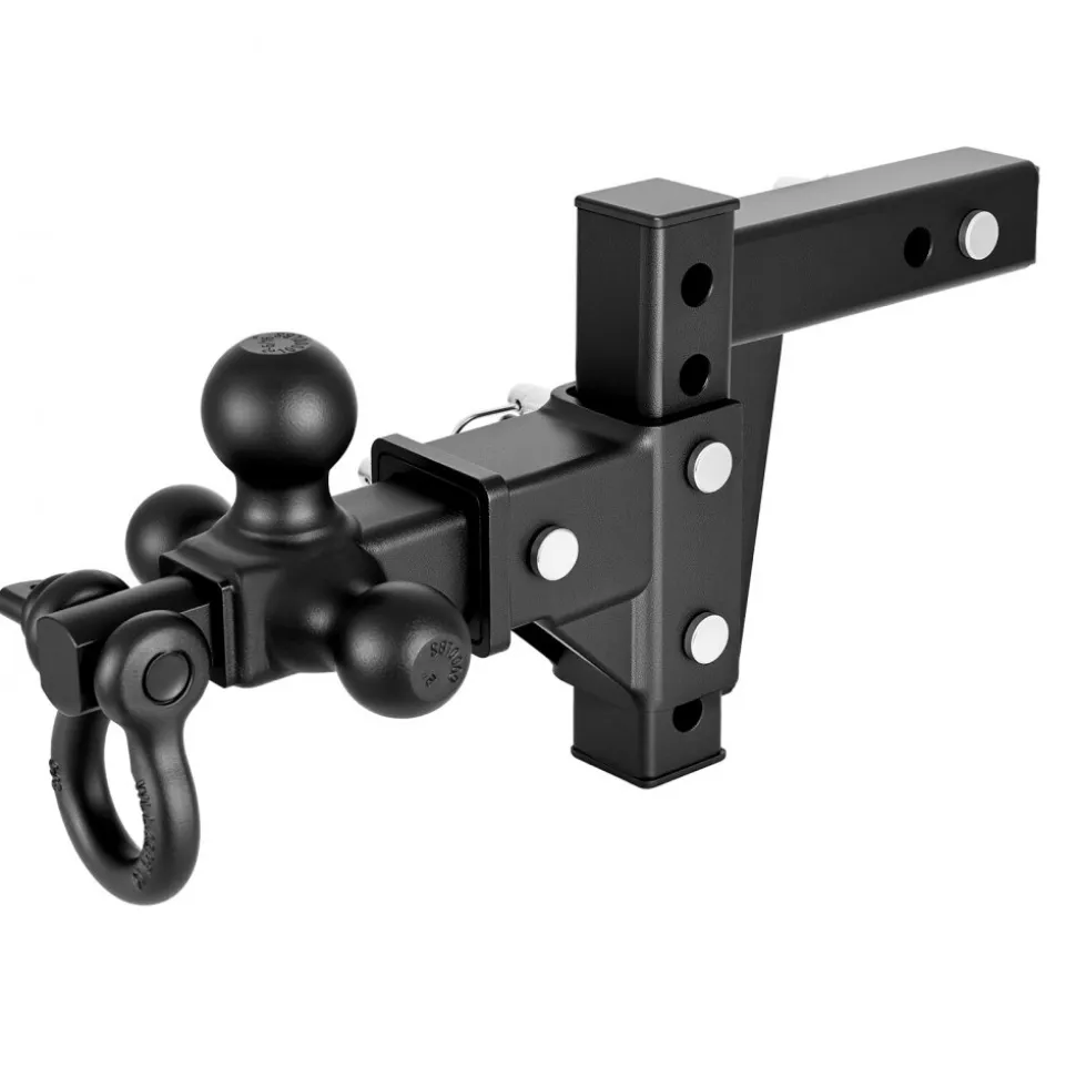 VEVOR Trailer Hitch Tri Ball Mount with D Shackle, Fit 2 Inch Receiver, 1-7/8 Inch, 2 Inch and 2-5/16 Inch Balls, 10000 lbs GTW, 6 Inch Drop, Towing Hitch for RVs, Off-Road Vehicles and Trucks