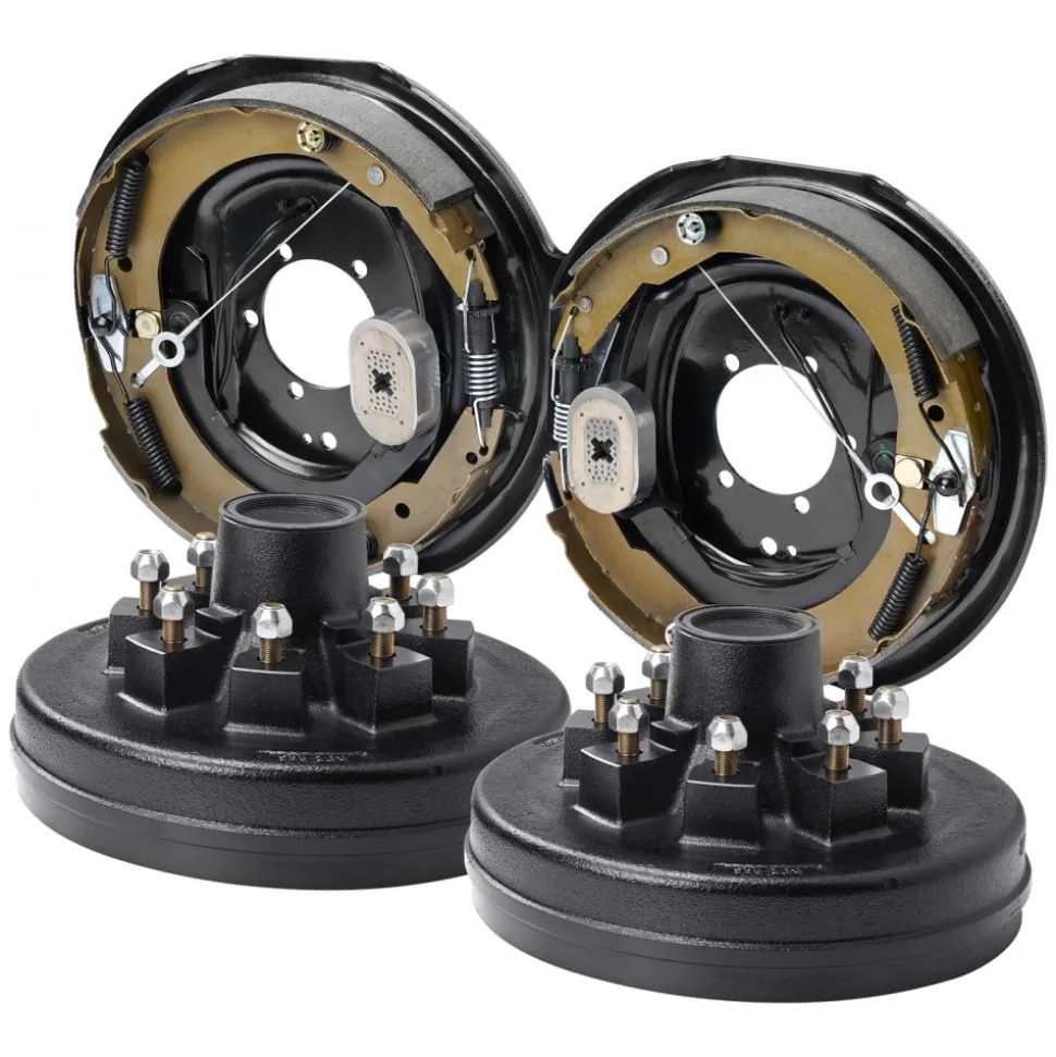 VEVOR Trailer Hub Drum Kits 8 on 6.5" B.C. with 12" x 2" Electric Brakes, Self-Adjusting Trailer Brake Assembly for 7000 lbs Axle, 5-Hole Mounting, Backing Plates for Brake System Part Replacement