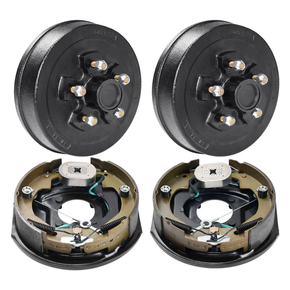 VEVOR Trailer Hub Drum Kits 5 on 4.5" B.C. with 10" x 2-1/4" Electric Brakes, Self-Adjusting Trailer Brake Assembly for 3500 lbs Axle, 4-Hole Mounting, Backing Plates for Brake System Part Replacement