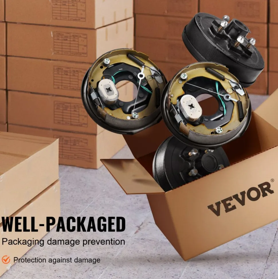 VEVOR Trailer Hub Drum Kits 5 on 4.5" B.C. with 10" x 2-1/4" Electric Brakes, Self-Adjusting Trailer Brake Assembly for 3500 lbs Axle, 4-Hole Mounting, Backing Plates for Brake System Part Replacement