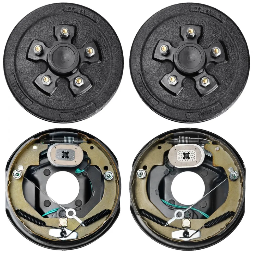 VEVOR Trailer Hub Drum Kits 5 on 4.5" B.C. with 10" x 2-1/4" Electric Brakes, Self-Adjusting Trailer Brake Assembly for 3500 lbs Axle, 4-Hole Mounting, Backing Plates for Brake System Part Replacement