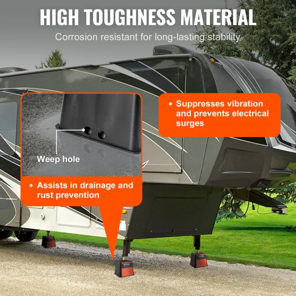 VEVOR Trailer Jack Block, 6000 lbs Capacity per RV Leveling Block, High-quality Polypropylene RV Camper Stabilizer Blocks, RV Travel Accessories Use for Any Tongue Jack, Post, Foot, 5th Wheels, 4-Pack