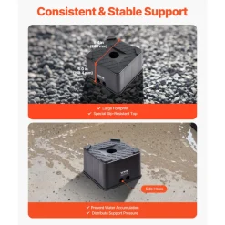 VEVOR Trailer Jack Blocks, 6" High Heavy Duty RV Leveling Blocks, Each with 6000 lbs Capacity, as RV Jack Stand, Stool, Camper Accessories, for Travel Trailers, 5th Wheels Class A/C Motorhomes, 2 Pcs