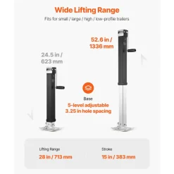 VEVOR Trailer Jack, 8000 lbs Dynamic Load Capacity, Weld-on Pipe-Mount Swivel Trailer Jack with Ergonomic Handle, 15-inch Vertical Travel, Suitable for RV, Horse, Utility, Camping and Yacht Trailers