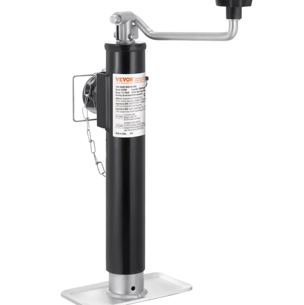 VEVOR Trailer Jack, 2000 lbs Dynamic Load Capacity, Weld-on Pipe-Mount Swivel Trailer Jack, 10" Lift Trailer Jack Stand with Handle for RV Trailer, Horse Trailer, Utility Trailer, and Yacht Trailer