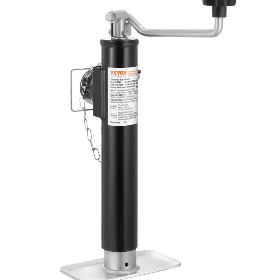 VEVOR Trailer Jack, 2000 lbs Dynamic Load Capacity, Weld-on Pipe-Mount Swivel Trailer Jack, 10" Lift Trailer Jack Stand with Handle for RV Trailer, Horse Trailer, Utility Trailer, and Yacht Trailer