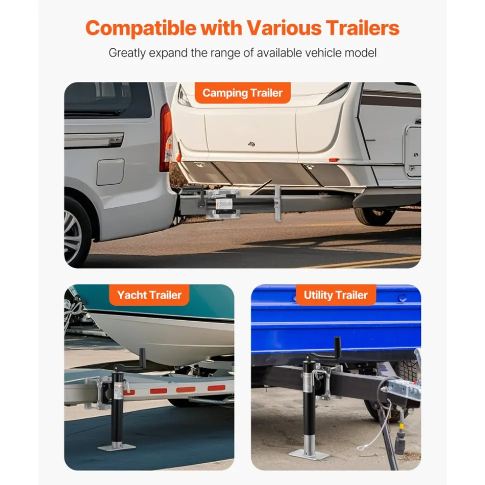 VEVOR Trailer Jack, 2000 lbs Dynamic Load Capacity, Heavy Duty Swivel Bolt-on Trailer Jack, 10" Lift Trailer Jack Stand with Handle for RV Trailer, Horse Trailer, Utility Trailer, and Yacht Trailer