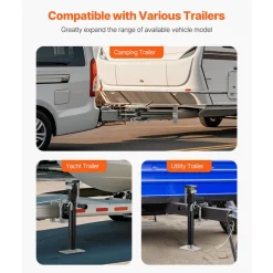 VEVOR Trailer Jack, 2500 lbs Dynamic Load Capacity, Heavy Duty Swivel Bolt-on Trailer Jack with Ergonomic Handle, 15-inch Vertical Travel, Suitable for RV, Horse, Utility, Camping and Yacht Trailers