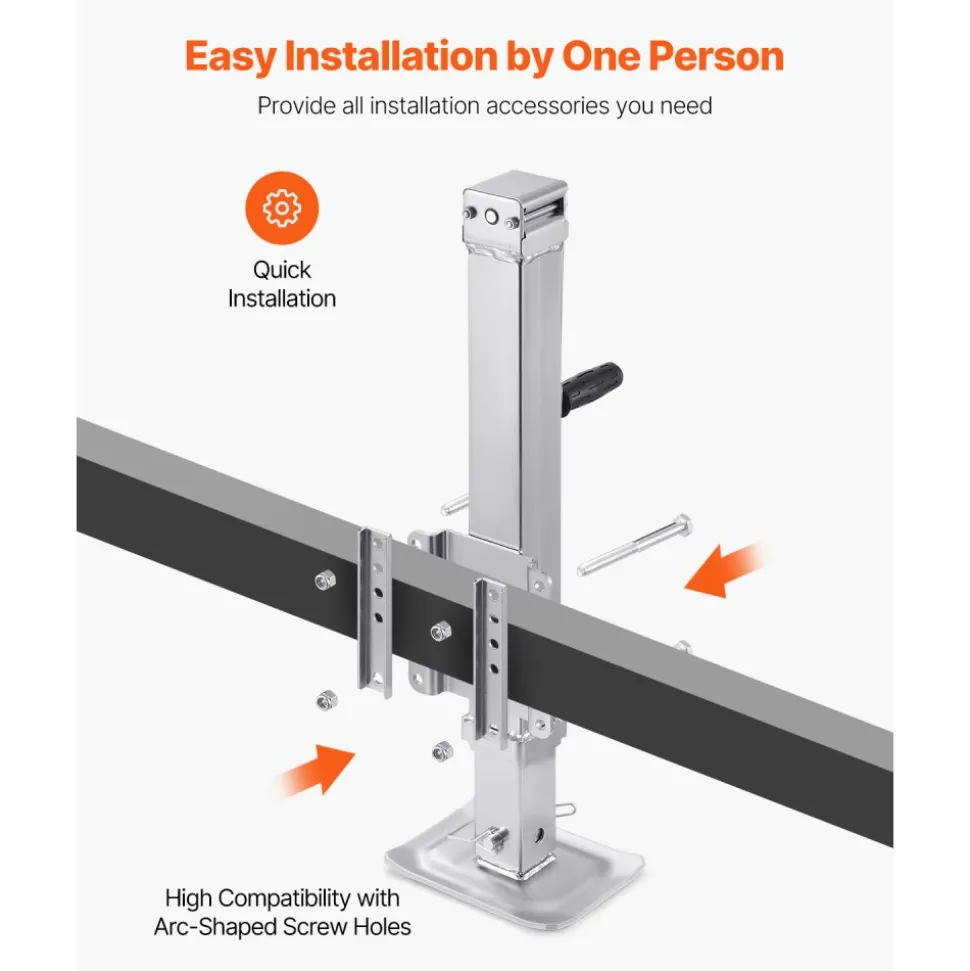 VEVOR Trailer Jack, 8000 lbs Static Load Capacity, Heavy Duty Swivel Bolt-on Trailer Jack, 28.5" Lift Trailer Jack Stand with Handle for RV Trailer, Horse Trailer, Utility Trailer, and Yacht Trailer