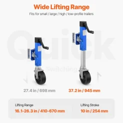 VEVOR Trailer Jack with Wheel, 1600 lbs Heavy Duty Swivel Boat Trailer Jack PP Single Wheel, 10