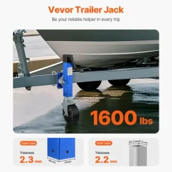 VEVOR Trailer Jack with Wheel, 1600 lbs Heavy Duty Swivel Boat Trailer Jack PP Single Wheel, 10
