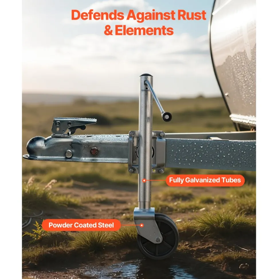 VEVOR Trailer Jack with Wheel, 2000 lbs Load Capacity, Heavy Duty Swivel Boat Trailer Jack with PP Dual Wheel & Ergonomic Handle, 15-27 Inch Lift Range, Fit for RVs, Boats and Utility Trailers