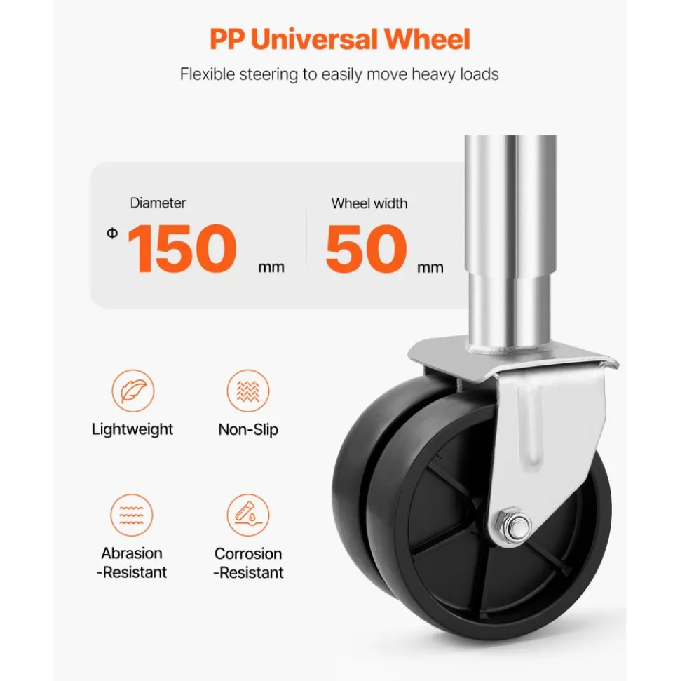 VEVOR Trailer Jack with Wheel, 2000 lbs Load Capacity, Heavy Duty Swivel Boat Trailer Jack with PP Single Wheel & Ergonomic Handle, 12-inch Lift, Fit for RVs, Boats, Horse Trailers, Utility Trailers