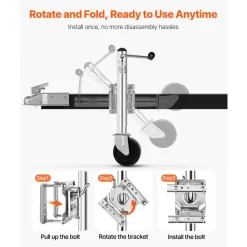 VEVOR Trailer Jack with Wheel, 2000 lbs Load Capacity, Heavy Duty Swivel Boat Trailer Jack with PP Single Wheel & Ergonomic Handle, 12-inch Lift, Fit for RVs, Boats, Horse Trailers, Utility Trailers