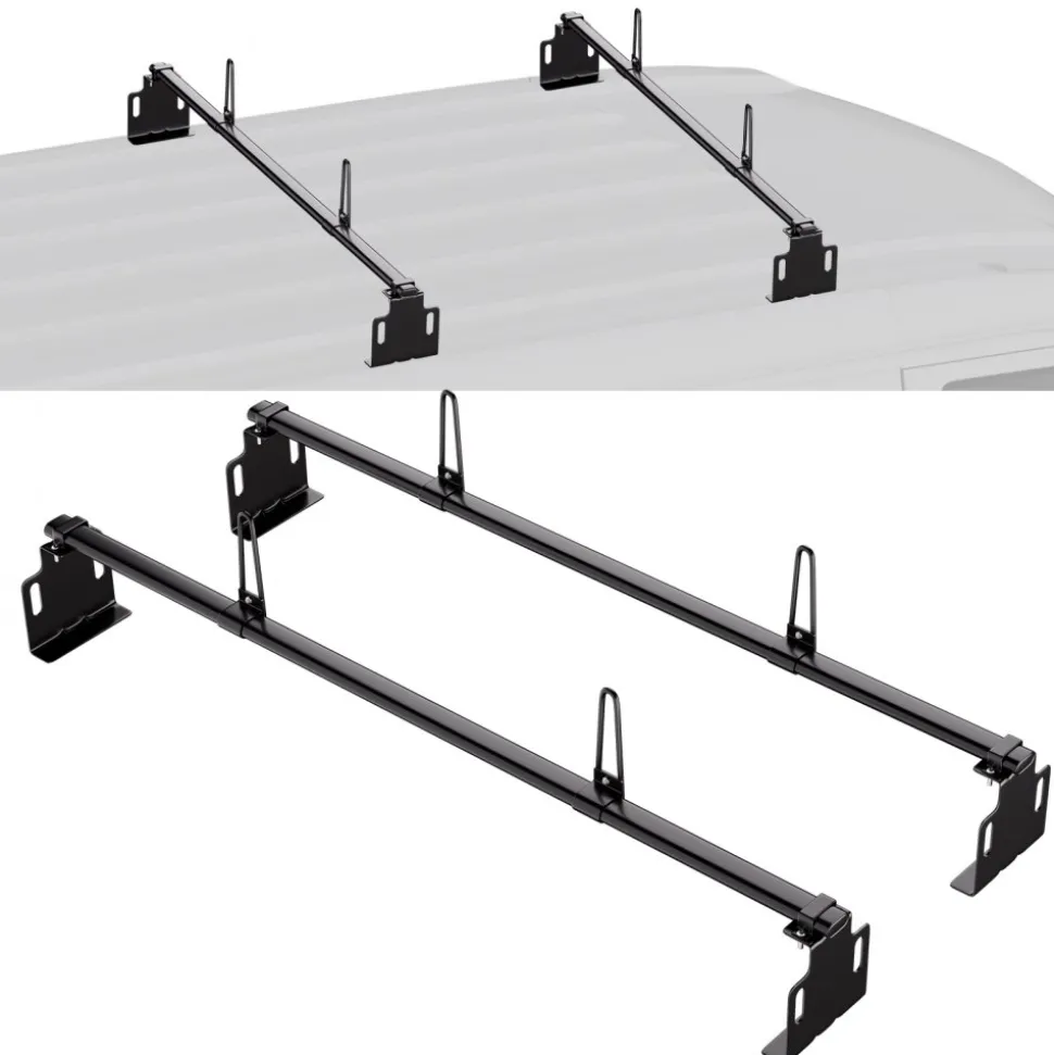 VEVOR Trailer Ladder Rack, 60" 2 Crossbars Ladder Roof Rack, Heavy-duty Steel Van Roof Ladder Rack, 500 lbs Capacity Van Ladder Rack, Fit for Universal Truck Roofs