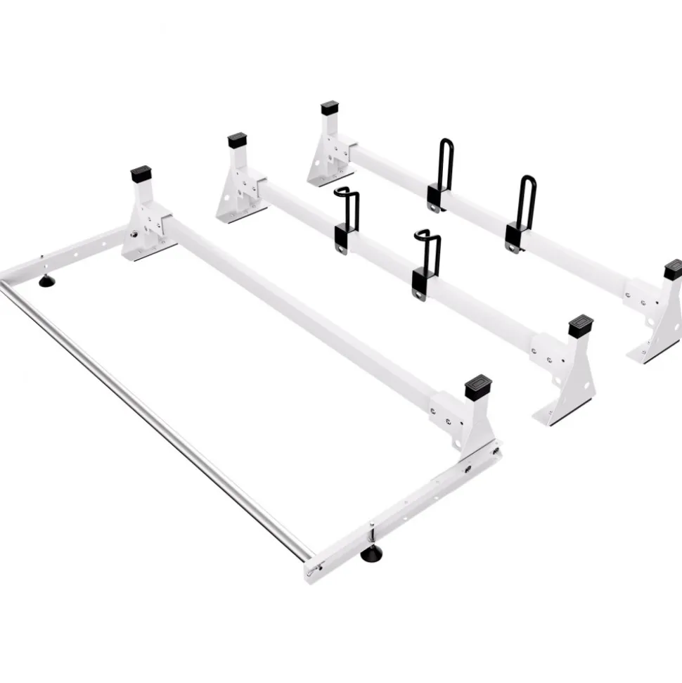VEVOR Trailer Ladder Rack, 54" 3 Crossbars Ladder Roof Rack, Heavy-duty Steel Van Roof Rack, 800 lbs Capacity Van Ladder Rack with Cargo Roller and Straps, Fit for Ford Transit 150 250 350, 2015-2022