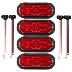 VEVOR Trailer Lights, 4PCS 12V Oval LED Trailer Tail Lights Kit with Stop Brake Turn Tail Lamp, Waterproof Tow Lighting Kit for Boat Truck Camper RV Snowmobile Bus Caravan, 2 Mounting Options, Red