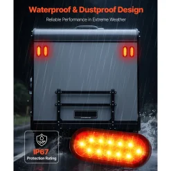 VEVOR Trailer Lights, 4PCS 12V Oval LED Trailer Tail Lights Kit with Stop Brake Turn Tail Lamp, Waterproof Tow Lighting Kit for Boat Truck Camper RV Snowmobile Bus Caravan, 2 Mounting Options, Red