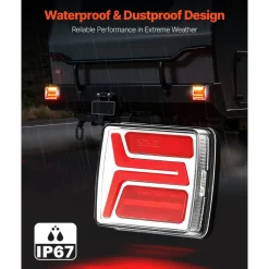VEVOR Trailer Lights, 2PCS 12V Square LED Magnetic Wireless Trailer Tail Lights Kit with Stop Brake Turn Tail License Plate Lamp, Waterproof Tow Lighting Kit for Boat Truck Camper RV Tractor Caravan