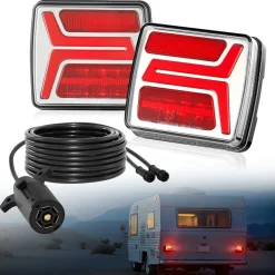 VEVOR Trailer Lights, 2PCS 12V Square Magnetic LED Trailer Tail Lights Kit with Stop Brake Turn Tail License Lamp, Waterproof Tow Lighting Kit with Wiring Harness for Boat Truck Camper RV Snowmobile