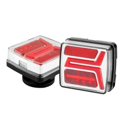 VEVOR Trailer Lights, 2PCS 12V Square Magnetic LED Trailer Tail Lights Kit with Stop Brake Turn Tail License Lamp, Waterproof Tow Lighting Kit with Wiring Harness for Boat Truck Camper RV Snowmobile