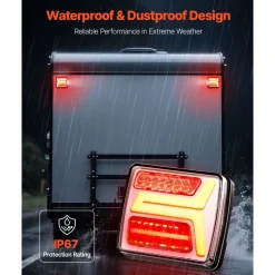 VEVOR Trailer Lights, 2PCS 12V Square Magnetic LED Trailer Tail Lights Kit with Stop Brake Turn Tail License Lamp, Waterproof Tow Lighting Kit with Wiring Harness for Boat Truck Camper RV Snowmobile