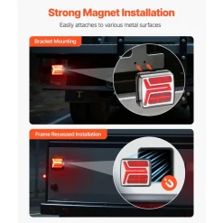 VEVOR Trailer Lights, 2PCS 12V Square Magnetic LED Trailer Tail Lights Kit with Stop Brake Turn Tail License Lamp, Waterproof Tow Lighting Kit with Wiring Harness for Boat Truck Camper RV Snowmobile