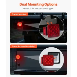 VEVOR Trailer Lights, 12V LED Trailer Tail Lights Kit with Stop Brake Turn Tail License Plate Clearance Lamp, Waterproof Tow Lighting Kit with Wiring Harness for Boat Truck Camper RV Snowmobile Bus