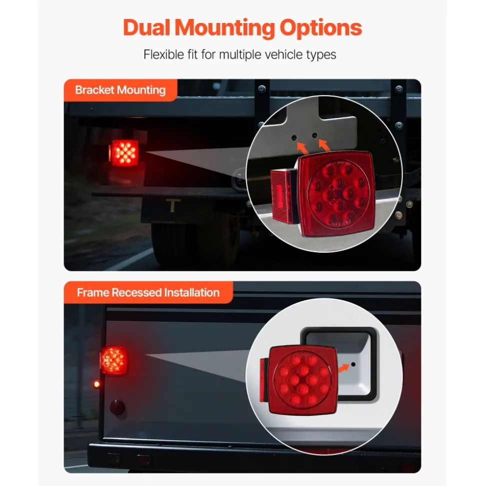 VEVOR Trailer Lights, 12V LED Trailer Tail Lights Kit with Stop Brake Turn Tail License Plate Clearance Lamp, Waterproof Tow Lighting Kit with Wiring Harness for Boat Truck Camper RV Snowmobile Bus