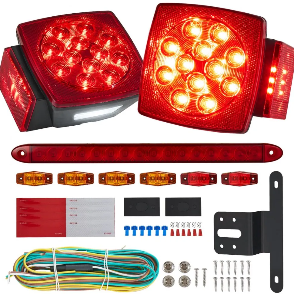 VEVOR Trailer Lights, 12V LED Trailer Tail Lights Kit with Stop Brake Turn Tail License Plate Clearance Lamp, Waterproof Tow Lighting Kit with Wiring Harness for Boat Truck Camper RV Snowmobile Bus