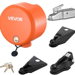VEVOR Trailer Lock, Fits 1-7/8, 2 & 2-5/16-Inch Straight Tongue Ball Couplers, Heavy Duty Hitch Lock with 4 Keys Secures Security Chains, Anti-Theft RV Trailer Locks for RV, Trailer, Boat