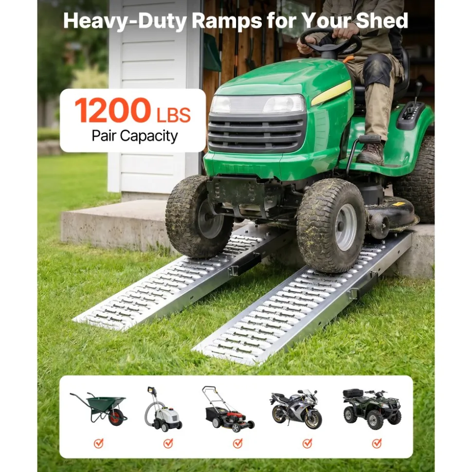 VEVOR Trailer Ramps, 2PCS 39 x 9 in, Heavy-Duty Steel ATV Ramp Set with Anti-Slip Plates, 1200LBS Combined Capacity Loading Ramps for Motorcycles, Lawn Mowers, Farm Tractors, Carts