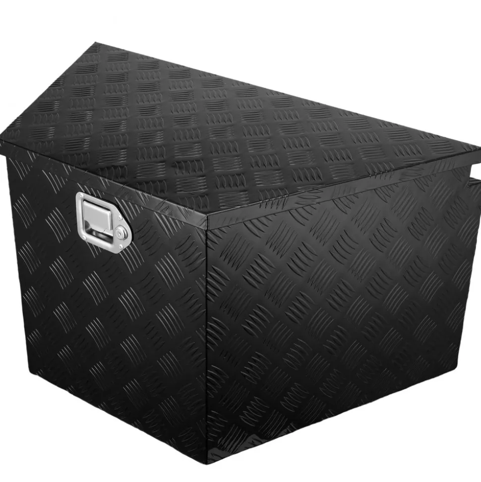 VEVOR Trailer Tongue Box, Aluminum Alloy Diamond Plate Tongue Box Tool Chest, Heavy Duty Trailer Box Storage with Lock and Keys, Utility Trailer Tongue Box for Pickup Truck, RV, Trailer, 33"x19"x18"