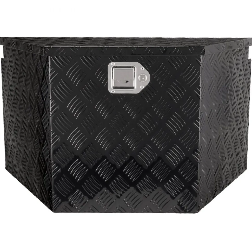 VEVOR Trailer Tongue Box, Aluminum Alloy Diamond Plate Tongue Box Tool Chest, Heavy Duty Trailer Box Storage with Lock and Keys, Utility Trailer Tongue Box for Pickup Truck, RV, Trailer, 33"x19"x18"
