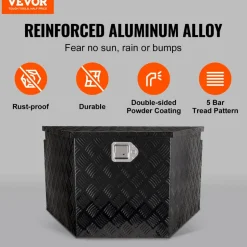 VEVOR Trailer Tongue Box, Aluminum Alloy Diamond Plate Tongue Box Tool Chest, Heavy Duty Trailer Box Storage with Lock and Keys, Utility Trailer Tongue Box for Pickup Truck, RV, Trailer, 33