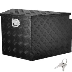 VEVOR Trailer Tongue Box, Aluminum Alloy Diamond Plate Tongue Box Tool Chest, Heavy Duty Trailer Box Storage with Lock and Keys, Utility Trailer Tongue Box for Pickup Truck, RV, Trailer, 33