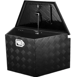 VEVOR Trailer Tongue Box, Aluminum Alloy Diamond Plate Tongue Box Tool Chest, Heavy Duty Trailer Box Storage with Lock and Keys, Utility Trailer Tongue Box for Pickup Truck, RV, Trailer, 39