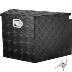 VEVOR Trailer Tongue Box, Aluminum Alloy Diamond Plate Tongue Box Tool Chest, Heavy Duty Trailer Box Storage with Lock and Keys, Utility Trailer Tongue Box for Pickup Truck, RV, Trailer, 39