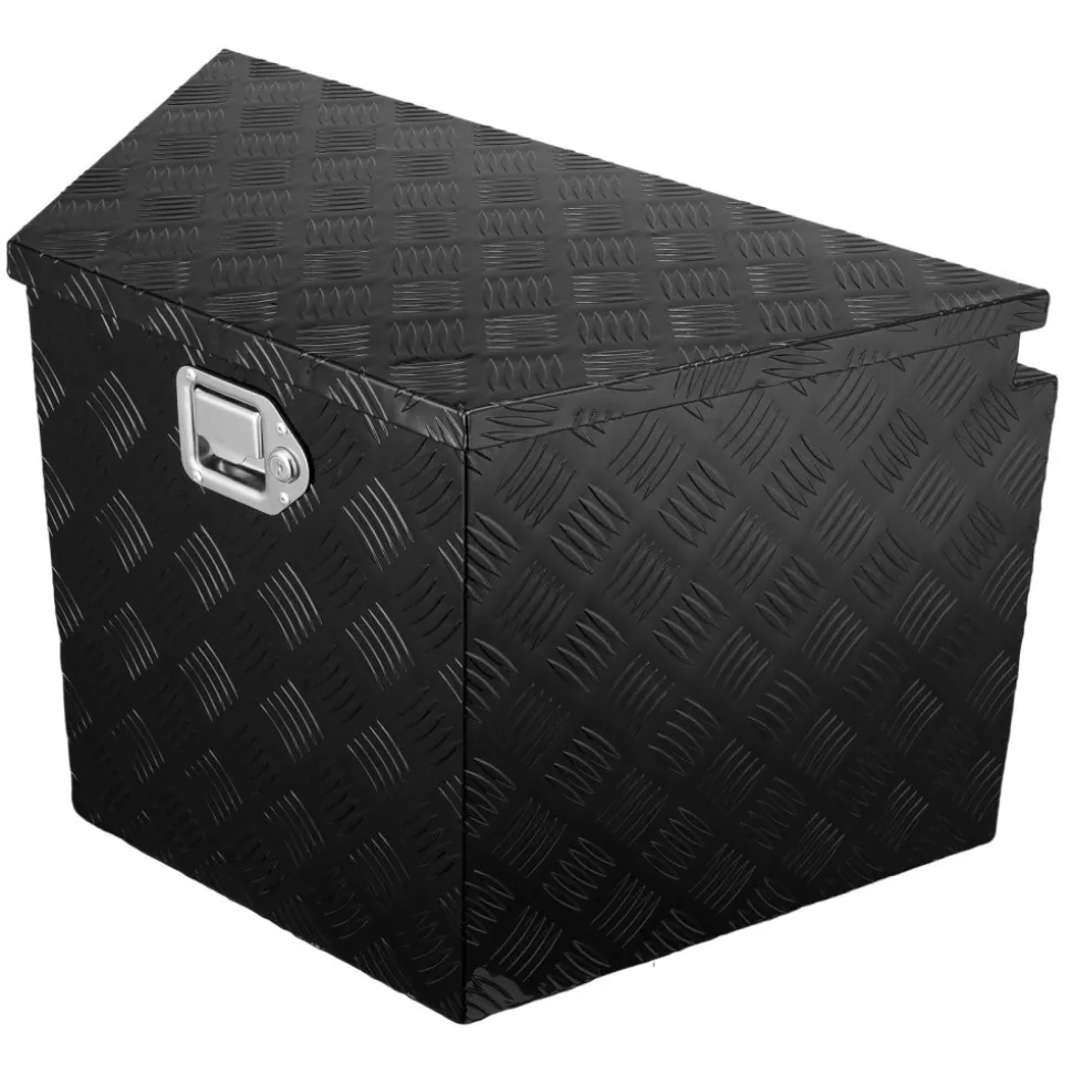 VEVOR Trailer Tongue Box, Aluminum Alloy Diamond Plate Tongue Box Tool Chest, Heavy Duty Trailer Box Storage with Lock and Keys, Utility Trailer Tongue Box for Pickup Truck, RV, Trailer, 29"x16.2"x18"