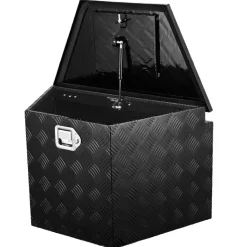 VEVOR Trailer Tongue Box, Aluminum Alloy Diamond Plate Tongue Box Tool Chest, Heavy Duty Trailer Box Storage with Lock and Keys, Utility Trailer Tongue Box for Pickup Truck, RV, Trailer, 29