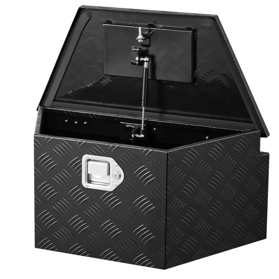 VEVOR Trailer Tongue Box, 26" x 13" x 12" Aluminum Trailer Tongue Tool Box, Heavy Duty Storage Organizer with Lock and Keys, Utility Tool Chest for Pickup Truck Bed, RV, SUV, Off-Road Vehicle, Black