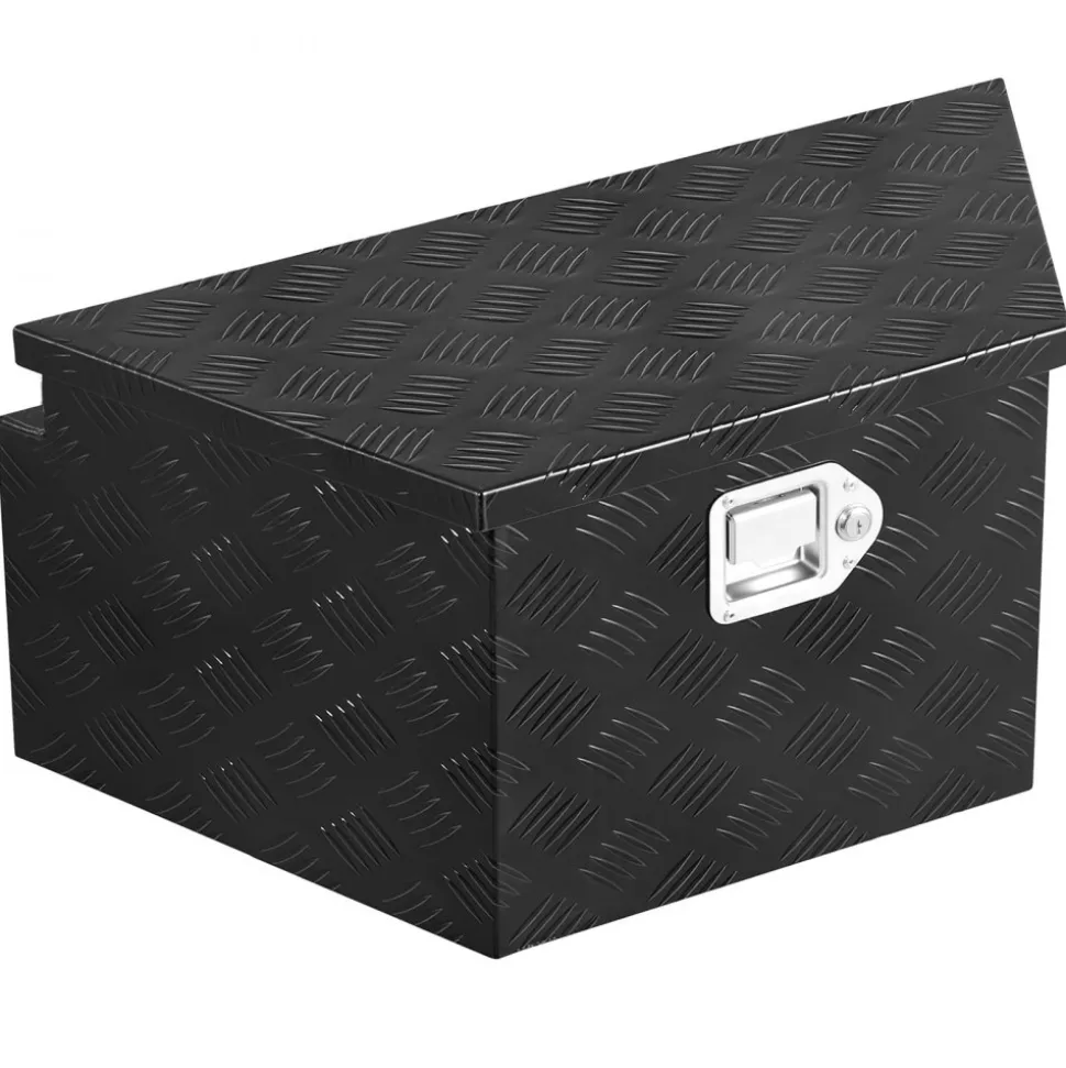 VEVOR Trailer Tongue Box, 26" x 13" x 12" Aluminum Trailer Tongue Tool Box, Heavy Duty Storage Organizer with Lock and Keys, Utility Tool Chest for Pickup Truck Bed, RV, SUV, Off-Road Vehicle, Black