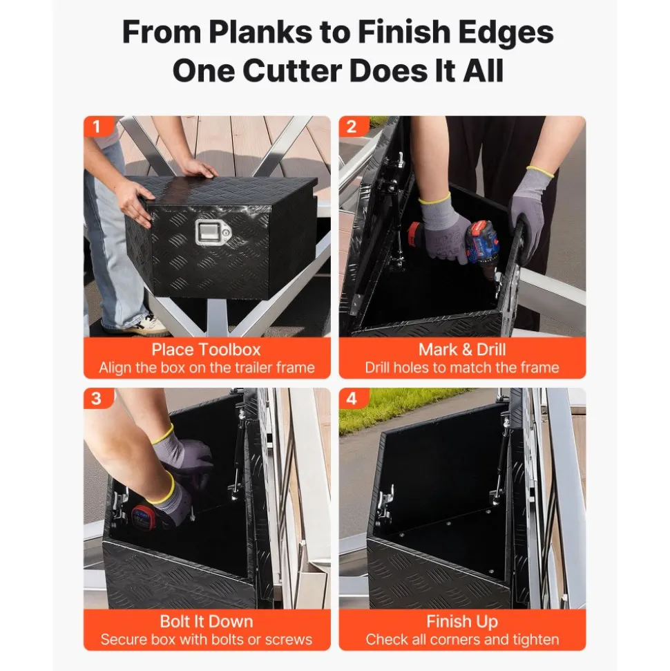 VEVOR Trailer Tongue Box, 26" x 13" x 12" Aluminum Trailer Tongue Tool Box, Heavy Duty Storage Organizer with Lock and Keys, Utility Tool Chest for Pickup Truck Bed, RV, SUV, Off-Road Vehicle, Black