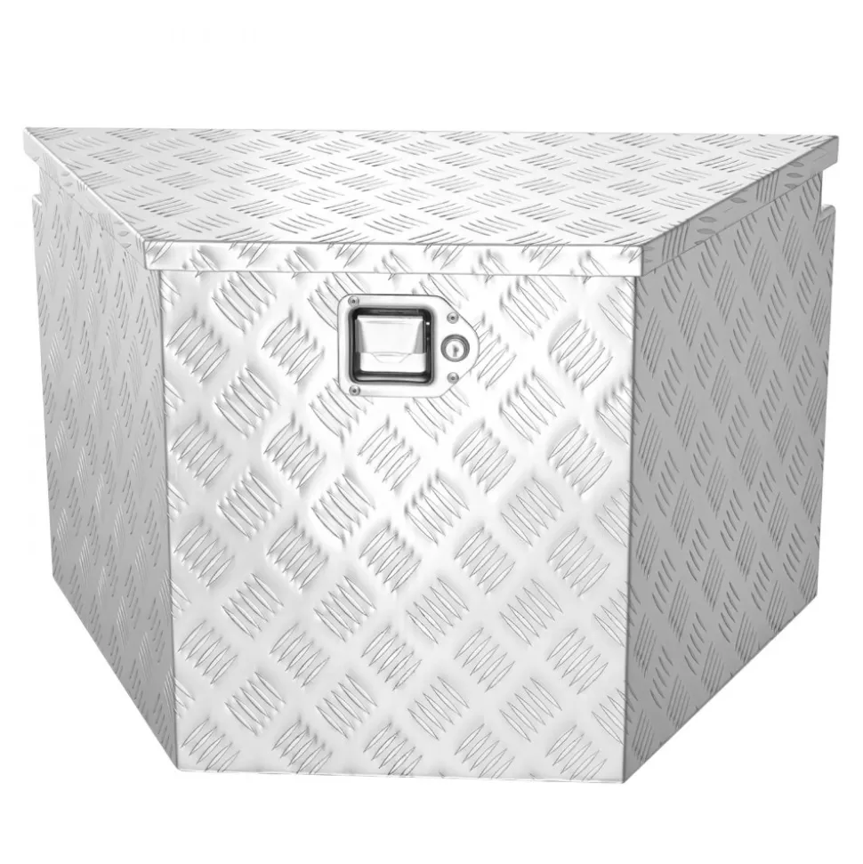VEVOR Trailer Tongue Box, 33" x 19" x 18" Aluminum Trailer Tongue Tool Box, Heavy Duty Storage Organizer with Lock and Keys, Utility Tool Chest for Pickup Truck Bed, RV, SUV, Off-Road Vehicle, Silver