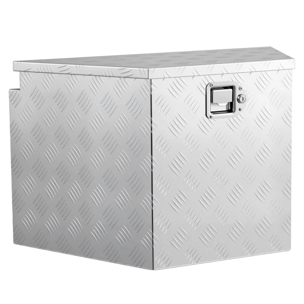 VEVOR Trailer Tongue Box, 33" x 19" x 18" Aluminum Trailer Tongue Tool Box, Heavy Duty Storage Organizer with Lock and Keys, Utility Tool Chest for Pickup Truck Bed, RV, SUV, Off-Road Vehicle, Silver
