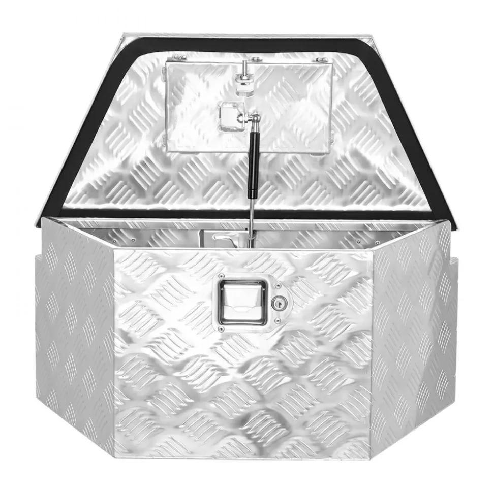 VEVOR Trailer Tongue Box, 26" x 13" x 12" Aluminum Trailer Tongue Tool Box, Heavy Duty Storage Organizer with Lock and Keys, Utility Tool Chest for Pickup Truck Bed, RV, SUV, Off-Road Vehicle, Silver
