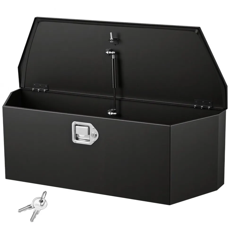 VEVOR Trailer Tongue Box, 36" x 12.3" x 12" Steel Trailer Tongue Tool Box, Heavy Duty Storage Organizer with Lock and Keys, Utility Tool Chest for Pickup Truck Bed, RV, SUV, Off-Road Vehicle, Black