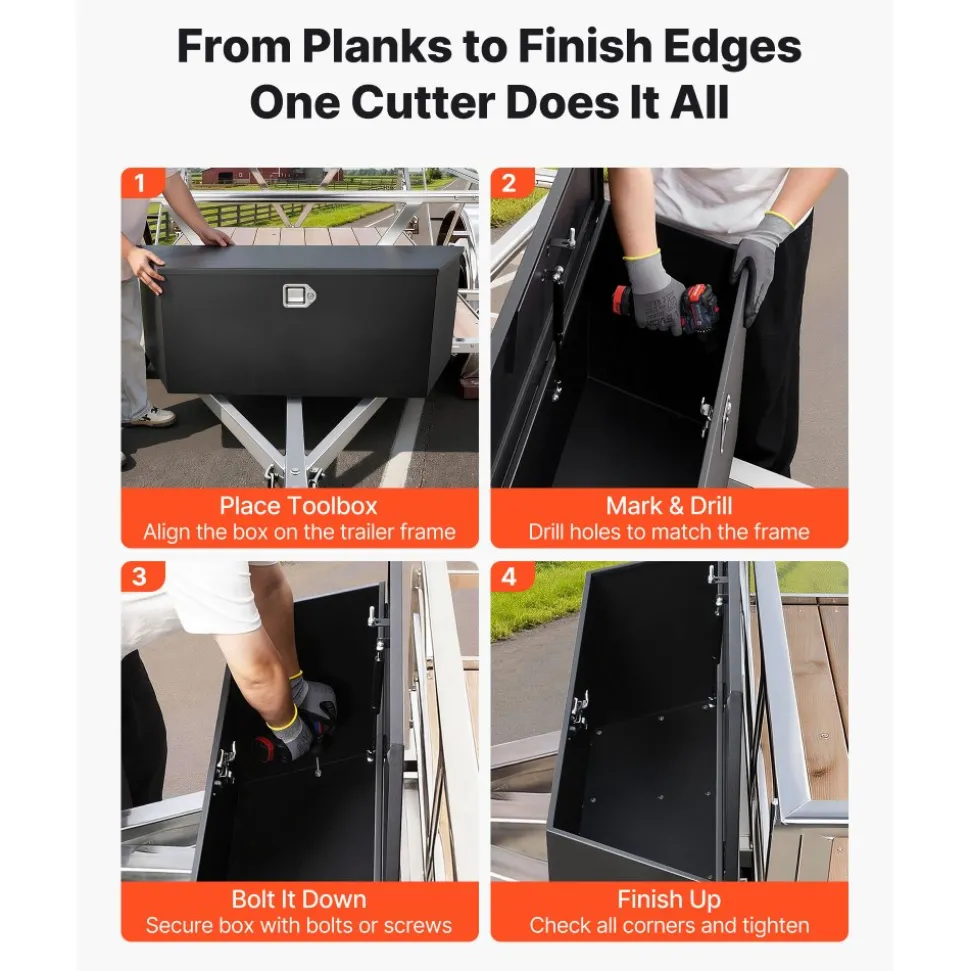 VEVOR Trailer Tongue Box, 49" x 13.9" x 18.5" Steel Trailer Tongue Tool Box, Heavy Duty Storage Organizer with Lock and Keys, Utility Tool Chest for Pickup Truck Bed, RV, SUV, Off-Road Vehicle, Black